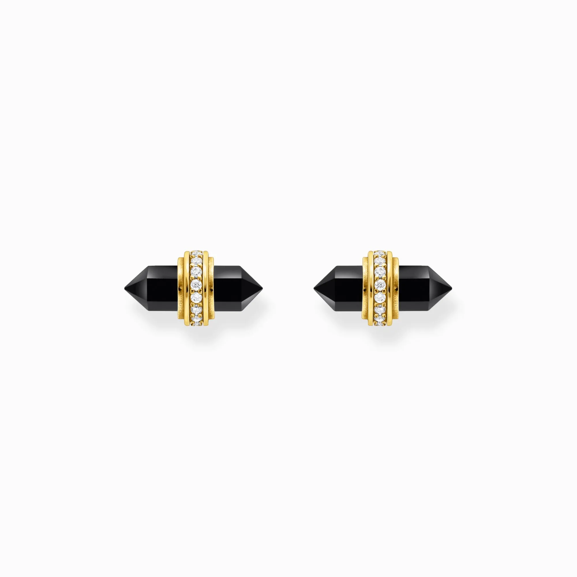 Women THOMAS SABO Ear Studs-Gold-plated ear studs with hexagonal onyx