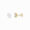 Women THOMAS SABO Ear Studs-Gold-plated ear studs with white zirconia in brilliant cut