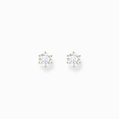Women THOMAS SABO Ear Studs-Gold-plated ear studs with white zirconia in brilliant cut