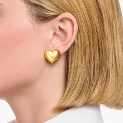 Women THOMAS SABO Earrings|18-Carat Gold-Plating - 925 Silver-Gold-plated earrings in heart-shape