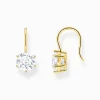 Women THOMAS SABO Earrings|18-Carat Gold-Plating - 925 Silver-Gold-plated earrings with white zirconia