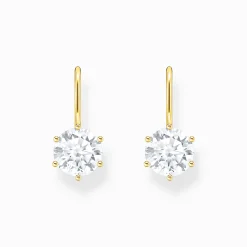 Women THOMAS SABO Earrings|18-Carat Gold-Plating - 925 Silver-Gold-plated earrings with white zirconia