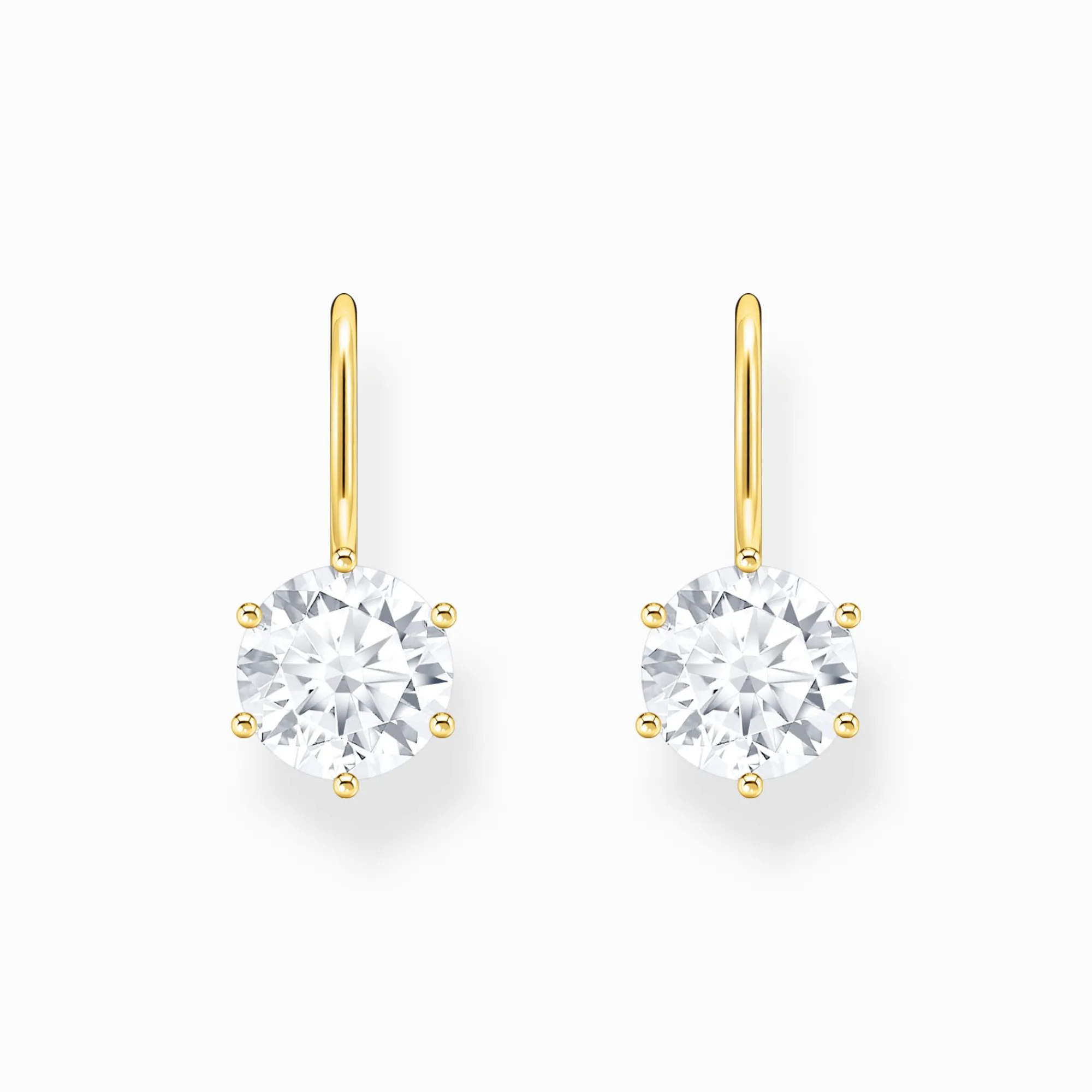 Women THOMAS SABO Earrings|18-Carat Gold-Plating - 925 Silver-Gold-plated earrings with white zirconia