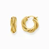 Women THOMAS SABO Hoop Earrings|18-Carat Gold-Plating - 925 Silver-Gold-plated hoop earrings in intertwined design