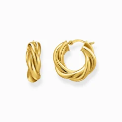Women THOMAS SABO Hoop Earrings|18-Carat Gold-Plating - 925 Silver-Gold-plated hoop earrings in intertwined design