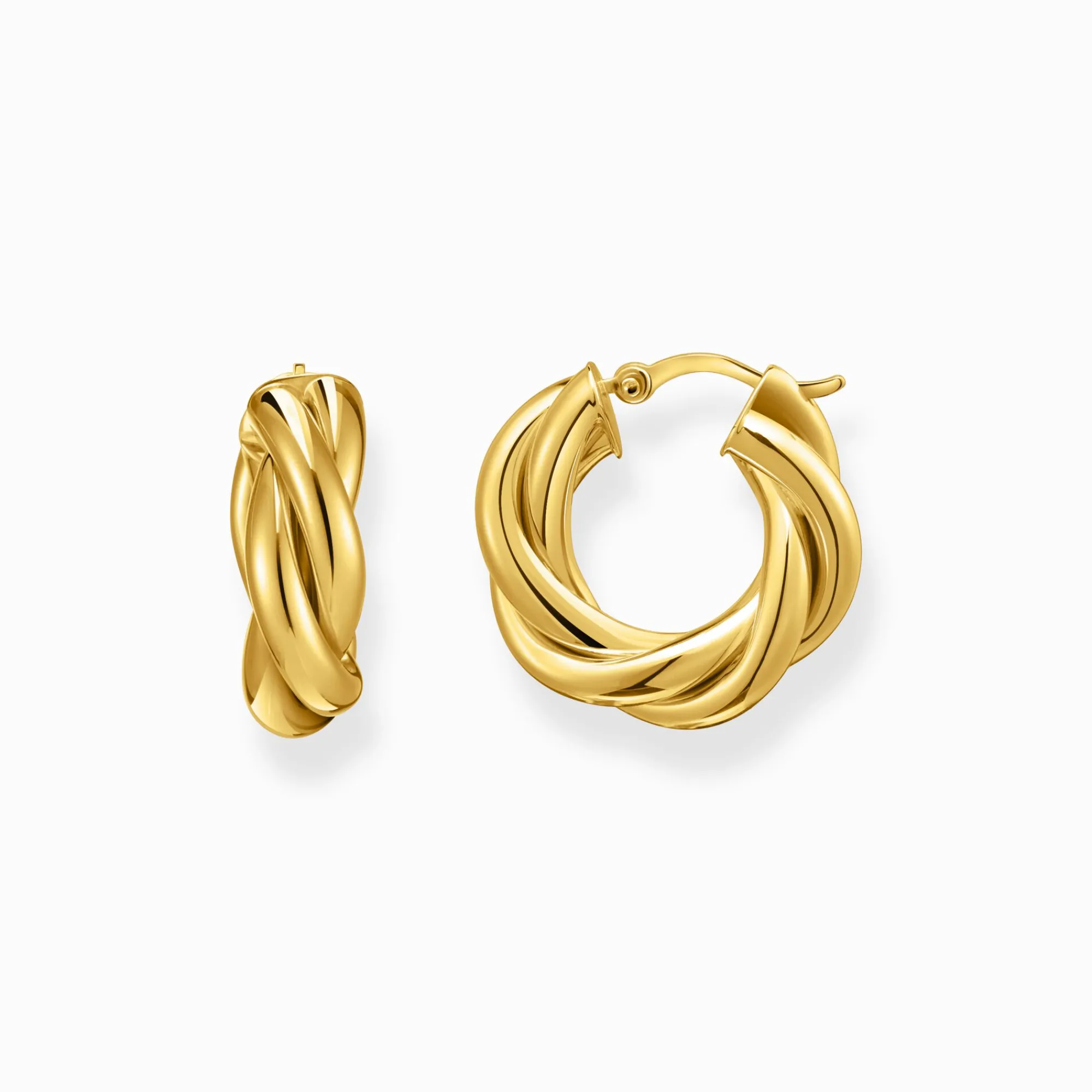 Women THOMAS SABO Hoop Earrings|18-Carat Gold-Plating - 925 Silver-Gold-plated hoop earrings in intertwined design