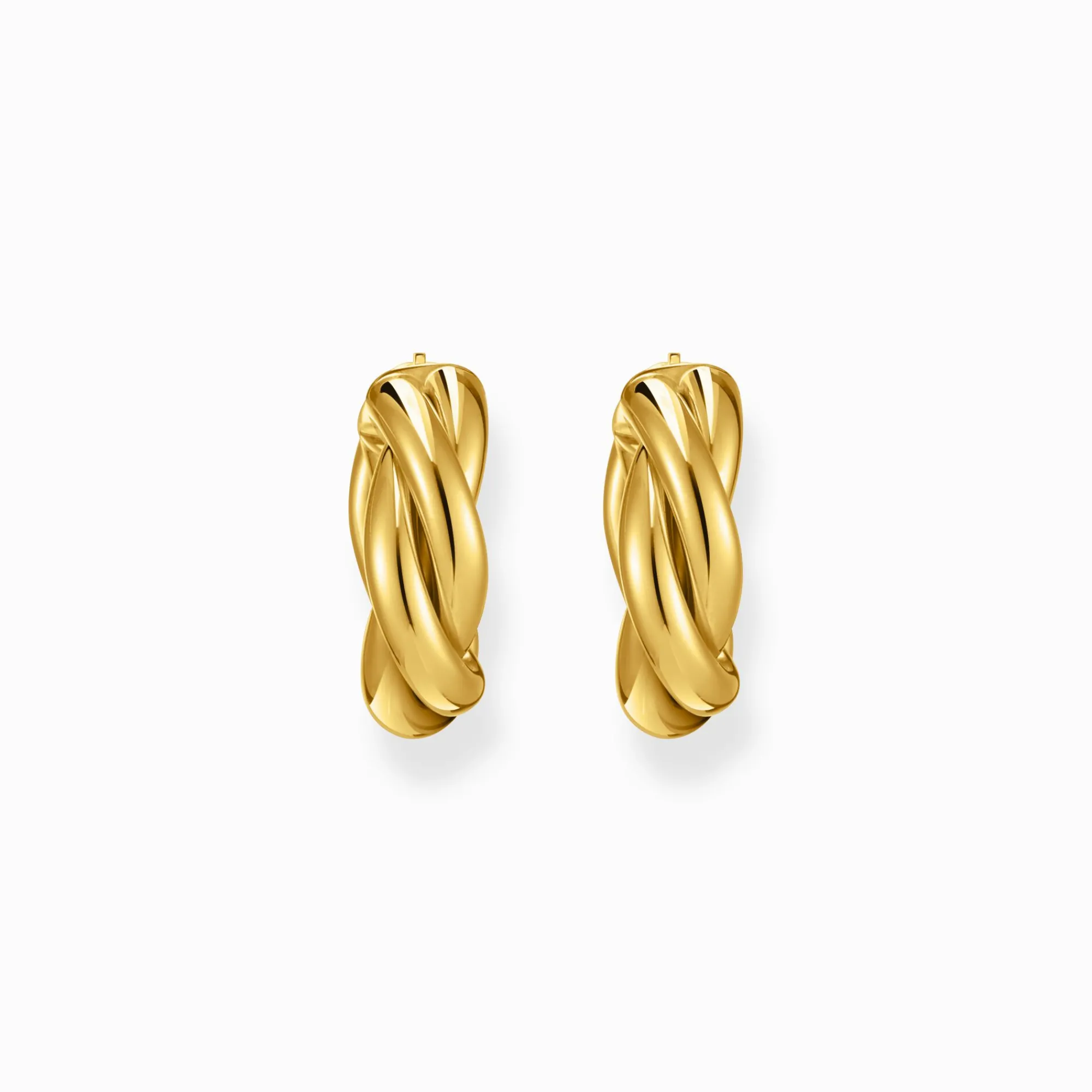Women THOMAS SABO Hoop Earrings|18-Carat Gold-Plating - 925 Silver-Gold-plated hoop earrings in intertwined design