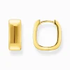 Women THOMAS SABO Hoop Earrings-Gold-plated hoop earrings in angular shape