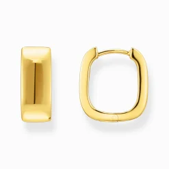 Women THOMAS SABO Hoop Earrings-Gold-plated hoop earrings in angular shape