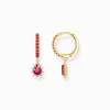 Women THOMAS SABO Hoop Earrings-Gold-plated hoop earrings with pendant Vintage Romance