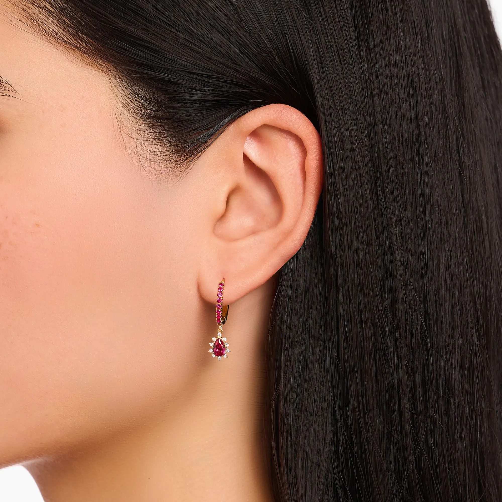 Women THOMAS SABO Hoop Earrings-Gold-plated hoop earrings with pendant Vintage Romance