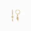 Women THOMAS SABO Hoop Earrings|18-Carat Gold-Plating - 925 Silver-Gold-plated hoop earrings with pendant Tempting Romance