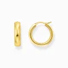 Women THOMAS SABO Hoop Earrings|18-Carat Gold-Plating - 925 Silver-Gold-plated medium-sized hoop earrings in chunky design