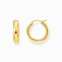Women THOMAS SABO Hoop Earrings|18-Carat Gold-Plating - 925 Silver-Gold-plated medium-sized hoop earrings in chunky design