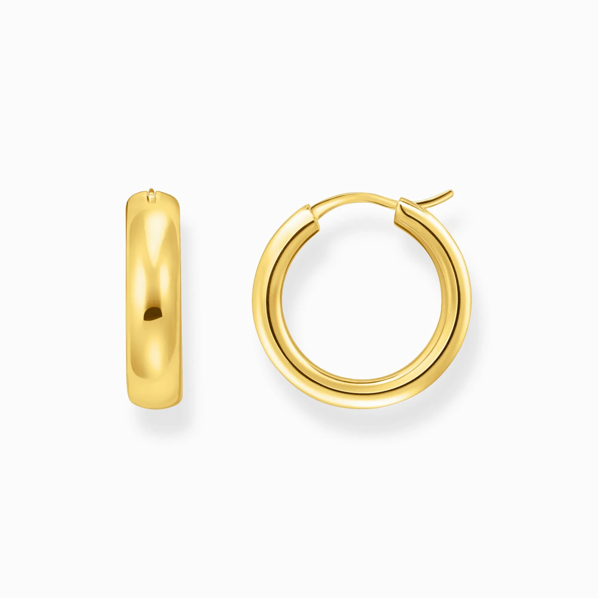 Women THOMAS SABO Hoop Earrings|18-Carat Gold-Plating - 925 Silver-Gold-plated medium-sized hoop earrings in chunky design