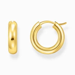 Women THOMAS SABO Hoop Earrings-Gold-plated medium-sized hoop earrings in chunky design