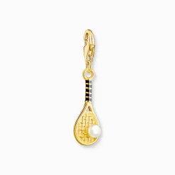 Women THOMAS SABO Charms|Charms-Gold-plated member charm pendant tennis racket with freshwater pearl