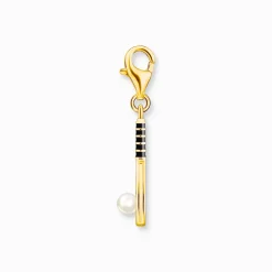 Women THOMAS SABO Charms|Charms-Gold-plated member charm pendant tennis racket with freshwater pearl
