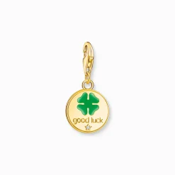 Women THOMAS SABO Charms|Charms-Gold-plated member charm pendant medal-shaped with colourful stones