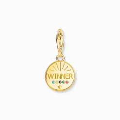 Women THOMAS SABO Charms|Charms-Gold-plated member charm pendant medal-shaped with colourful stones