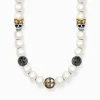 THOMAS SABO Necklaces & Chains|18-Carat Gold-Plating - 925 Silver-Gold-plated necklace, freshwater cultured pearls, skulls &beads