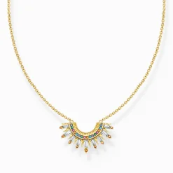 Women THOMAS SABO Necklaces|18-Carat Gold-Plating - 925 Silver-Gold-plated necklace with sun beams and colourful stones