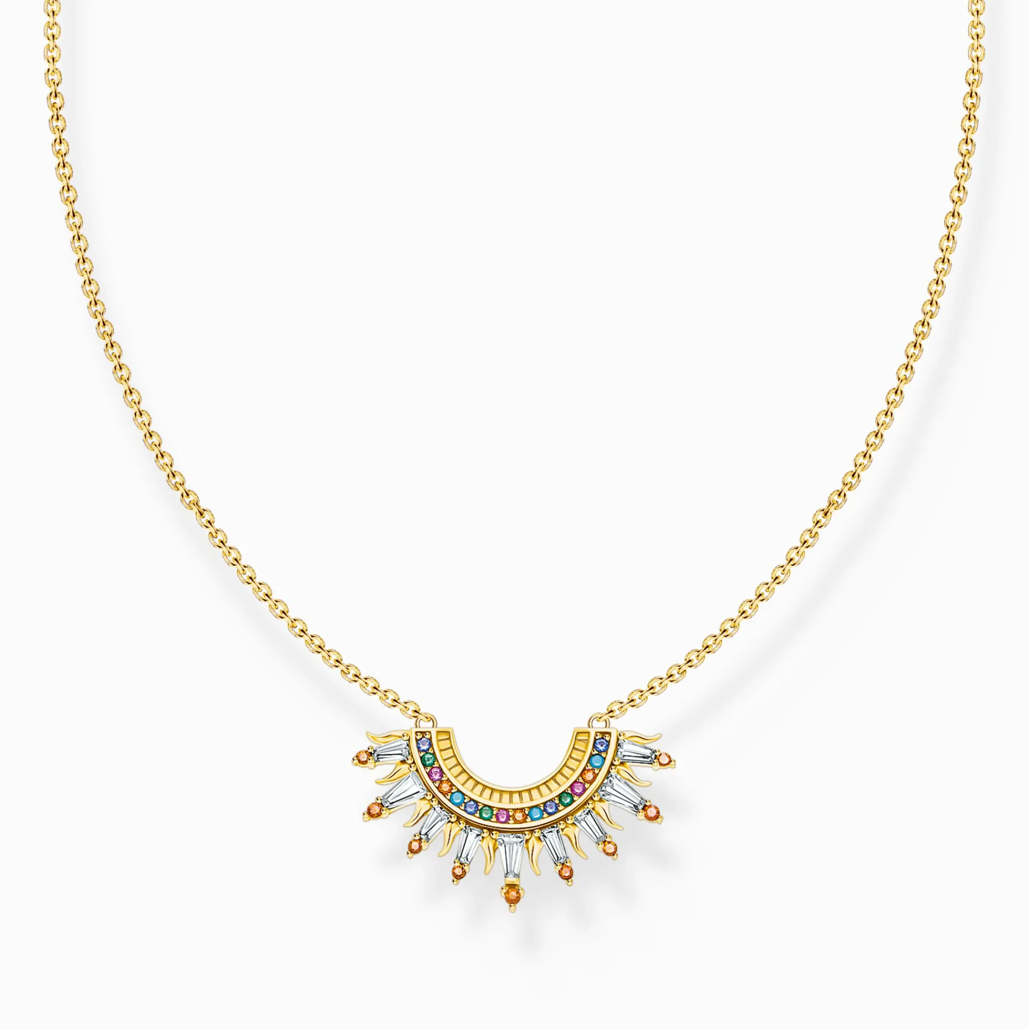 Women THOMAS SABO Necklaces|18-Carat Gold-Plating - 925 Silver-Gold-plated necklace with sun beams and colourful stones