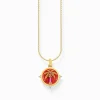 Women THOMAS SABO Necklaces|18-Carat Gold-Plating - 925 Silver-Gold-plated necklace with palm tree pendant and colourful stones