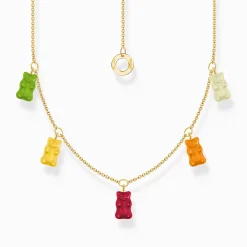 Women THOMAS SABO Necklaces|18-Carat Gold-Plating - 925 Silver-Gold-plated necklace with 5 colourful goldbears