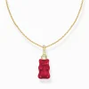 Women THOMAS SABO Necklaces|18-Carat Gold-Plating - 925 Silver-Gold-plated necklace with red goldbears pendant and zirconia