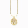 Women THOMAS SABO Necklaces|18-Carat Gold-Plating - 925 Silver-Gold-plated necklace with tree of love pendant and cold enamel