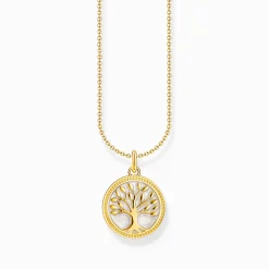 Women THOMAS SABO Necklaces|18-Carat Gold-Plating - 925 Silver-Gold-plated necklace with tree of love pendant and cold enamel