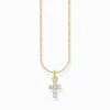 Women THOMAS SABO Necklaces-Gold-plated necklace with cross pendant with white zirconia