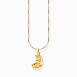 Women THOMAS SABO Necklaces|18-Carat Gold-Plating - 925 Silver-Gold-plated necklace with croissant pendant