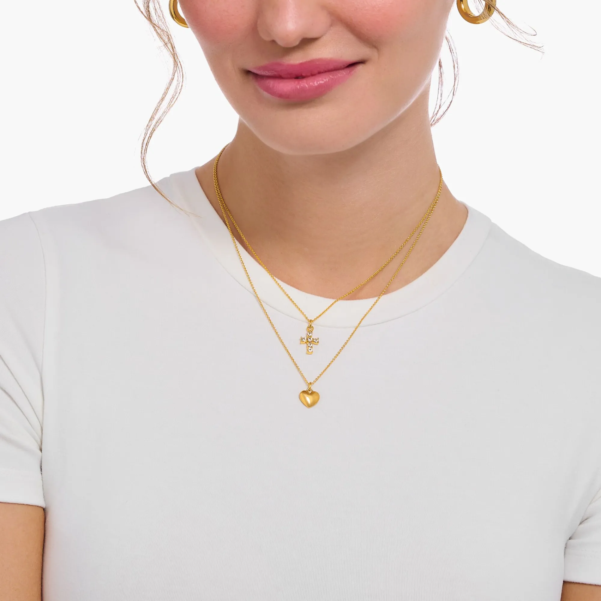 Women THOMAS SABO Necklaces-Gold-plated necklace with heart pendant