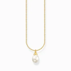 Women THOMAS SABO Necklaces|18-Carat Gold-Plating - 925 Silver-Gold-plated necklace with freshwater pearl pendant