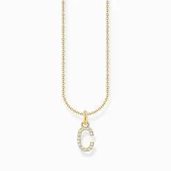 Women THOMAS SABO Necklaces|18-Carat Gold-Plating - 925 Silver-Gold-plated necklace with letter pendant C and white zirconia