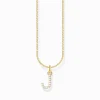 Women THOMAS SABO Necklaces|18-Carat Gold-Plating - 925 Silver-Gold-plated necklace with letter pendant J and white zirconia
