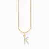 Women THOMAS SABO Necklaces|18-Carat Gold-Plating - 925 Silver-Gold-plated necklace with letter pendant K and white zirconia