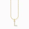 Women THOMAS SABO Necklaces|18-Carat Gold-Plating - 925 Silver-Gold-plated necklace with letter pendant L and white zirconia