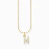 Women THOMAS SABO Necklaces|18-Carat Gold-Plating - 925 Silver-Gold-plated necklace with letter pendant M and white zirconia