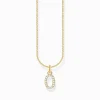 Women THOMAS SABO Necklaces|18-Carat Gold-Plating - 925 Silver-Gold-plated necklace with letter pendant O and white zirconia