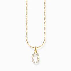 Women THOMAS SABO Necklaces|18-Carat Gold-Plating - 925 Silver-Gold-plated necklace with letter pendant O and white zirconia