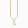 Women THOMAS SABO Necklaces|18-Carat Gold-Plating - 925 Silver-Gold-plated necklace with letter pendant Q and white zirconia