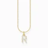 Women THOMAS SABO Necklaces|18-Carat Gold-Plating - 925 Silver-Gold-plated necklace with letter pendant R and white zirconia