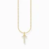 Women THOMAS SABO Necklaces|18-Carat Gold-Plating - 925 Silver-Gold-plated necklace with letter pendant T and white zirconia