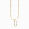 Women THOMAS SABO Necklaces-Gold-plated necklace with letter pendant U and white zirconia