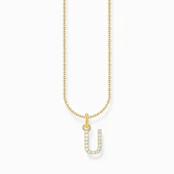 Women THOMAS SABO Necklaces-Gold-plated necklace with letter pendant U and white zirconia