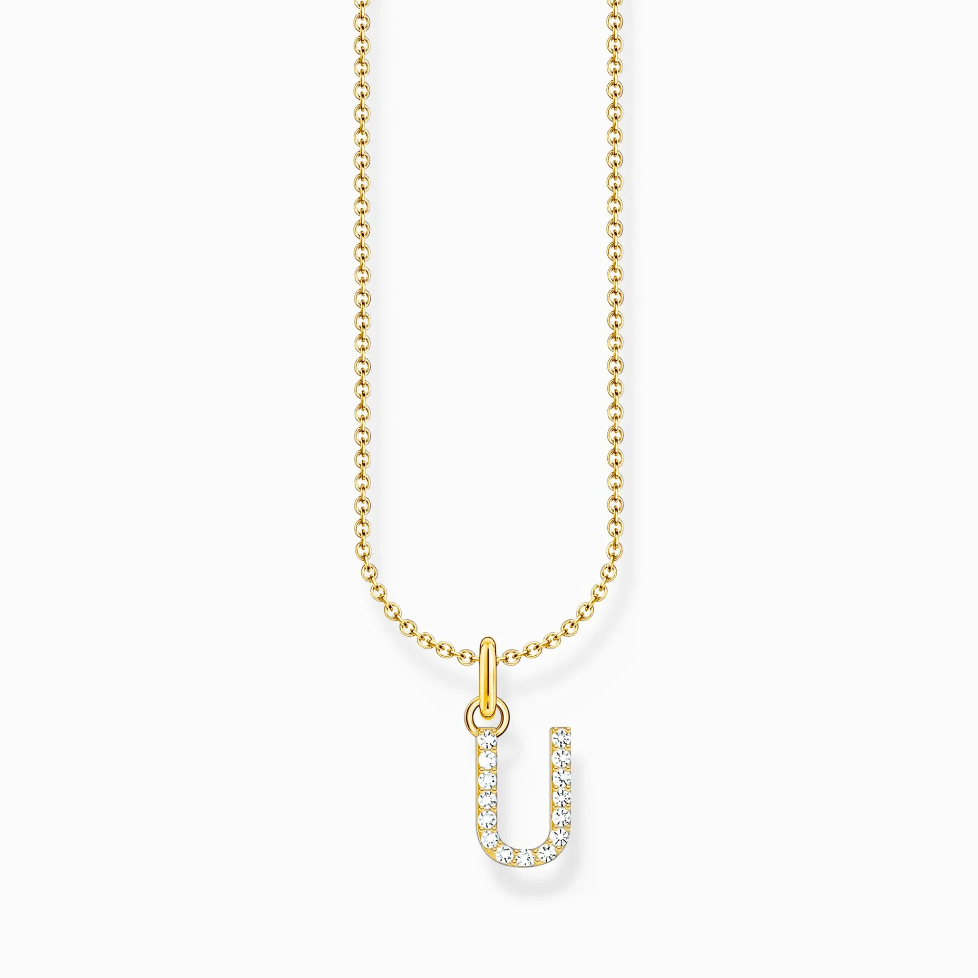Women THOMAS SABO Necklaces-Gold-plated necklace with letter pendant U and white zirconia