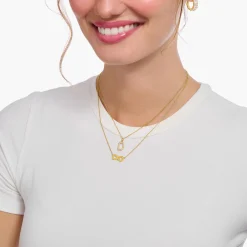 Women THOMAS SABO Necklaces-Gold-plated necklace with letter pendant U and white zirconia
